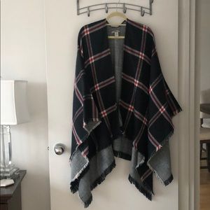 Reversible Plaid Poncho